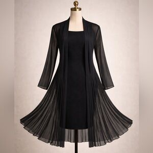 NEW!!!  NWT Alfani Sheer Pleated Knee-Length Topper in Black, size Large